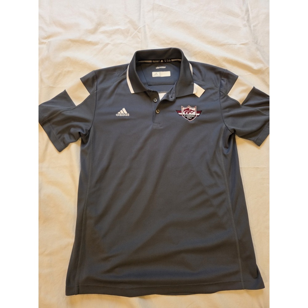 Adidas Climalite Golf Polo Shirt Mens M Gray Claremont Golf Embroidered...